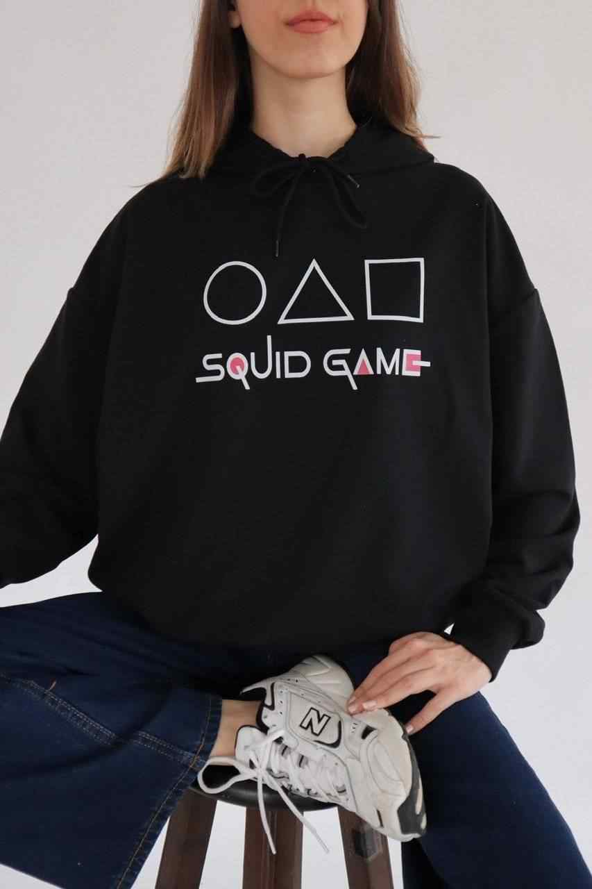Squid Game Siyah Kapüşonlu Sweatshirt