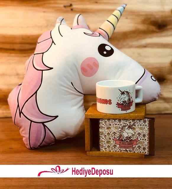 Best Friends Unicorn Yastık Ve Kutulu Kupa Arkadaşa Hediye Seti