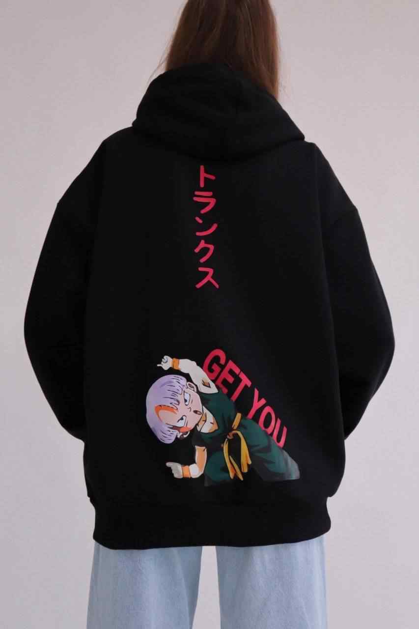 Anime Dragon Ball Z Get You Siyah Kapüşonlu Sweatshirt