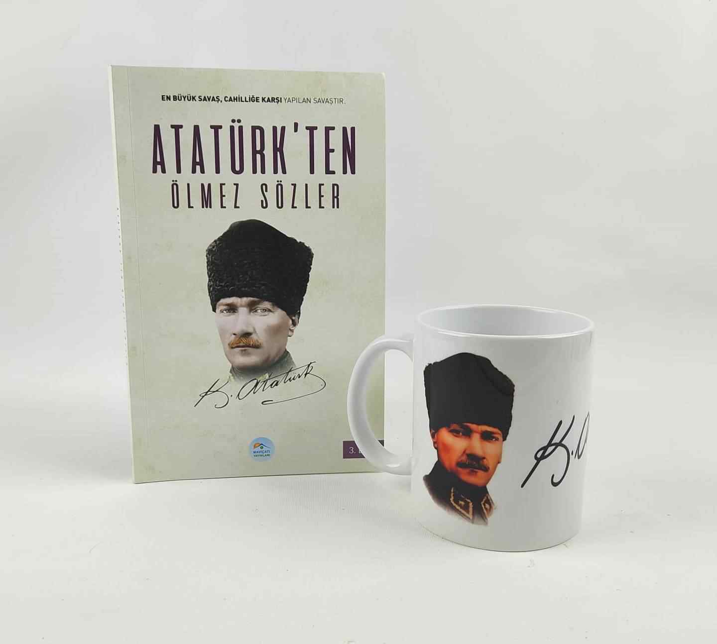 Atatürk Tasarımlı Kupa Ve Atatürkten Ölmez Sözler Kitabı 2Li Set