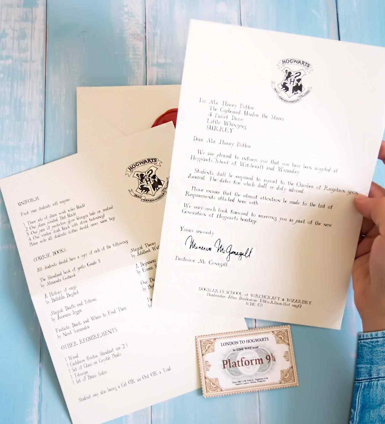 Harry Potter Hogwarts Kabul Mektubu Davet Mektup Seti